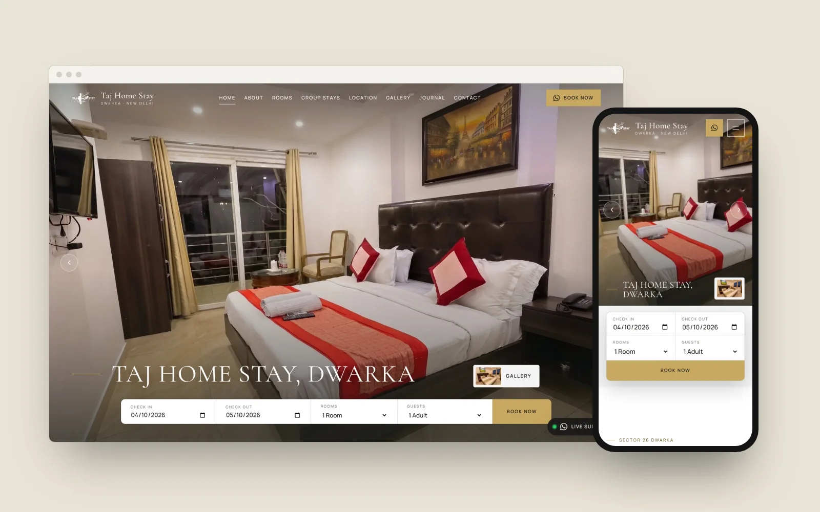 The site on desktop and phone